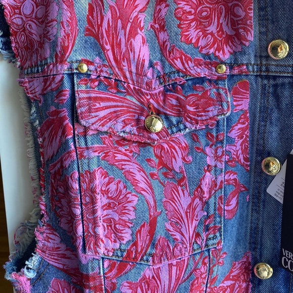 Versace Jeans Couture Pink Baroque Denim Vest - Picture 8 of 12